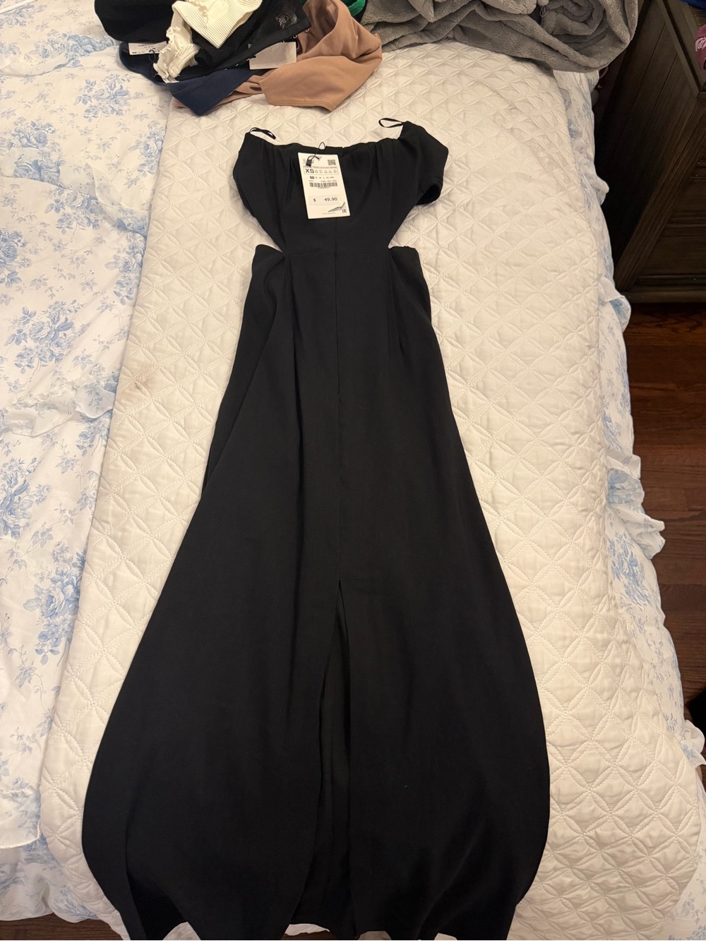 Zara Black Strapless Twist Cutout Dress - Picture 2 of 3